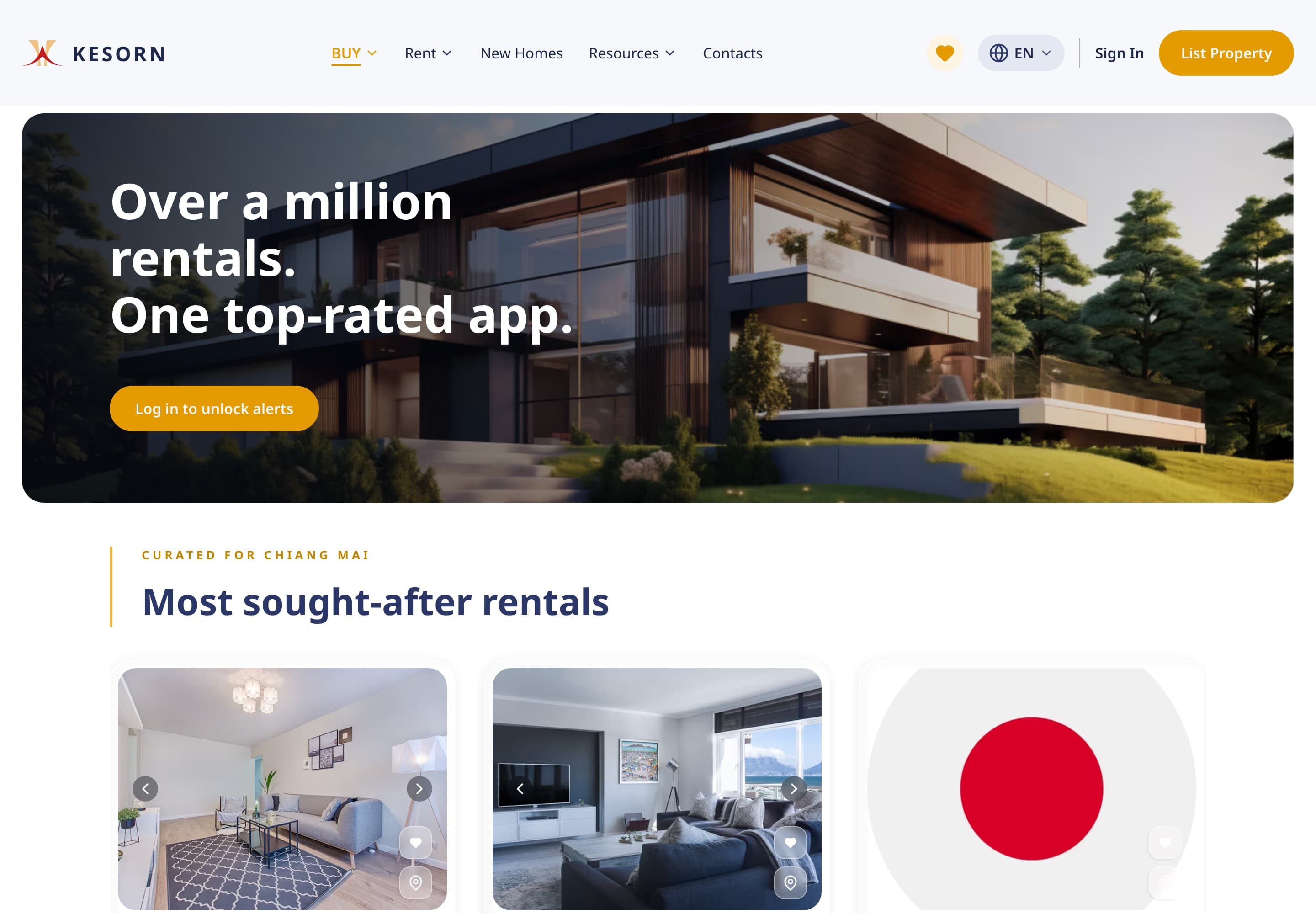 Browsing and filtering Chiang Mai listings on the Kesorn search page